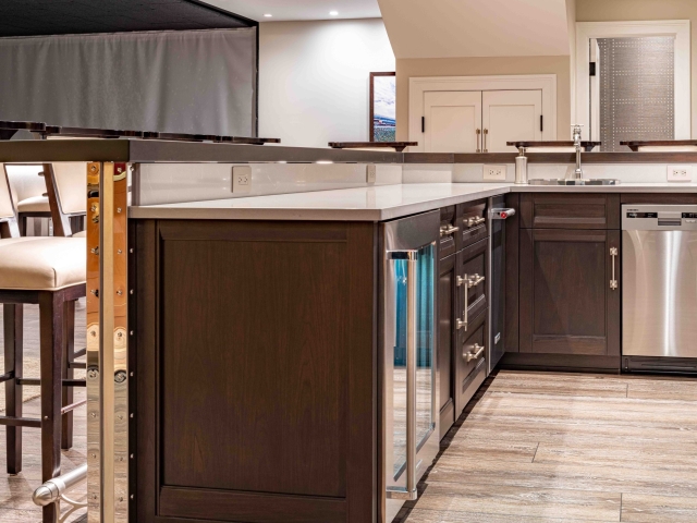 Kitchen counter with mini fridge