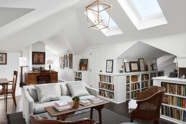 Custom library and seating area in Evanston IL