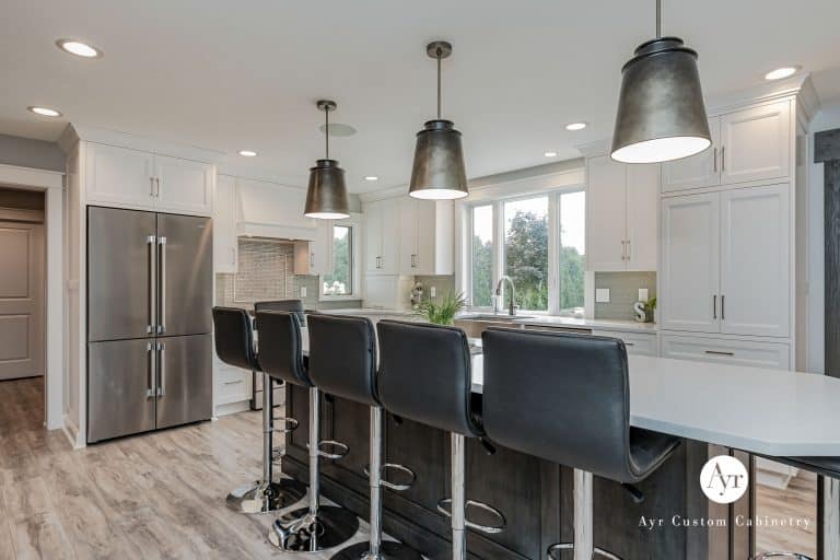 custom kitchen with bar seating in nappanee indiana