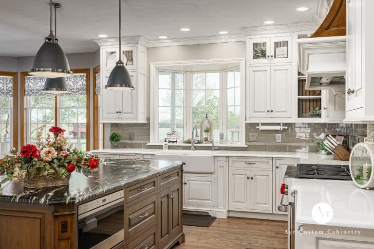 bremen indiana custom kitchen project with beautiful white cabinets wood accents