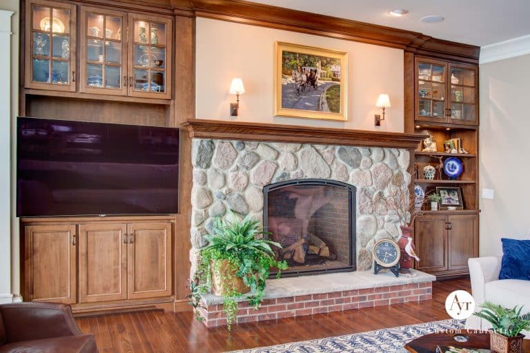 library cabinetry with fireplace in diamond lake mi