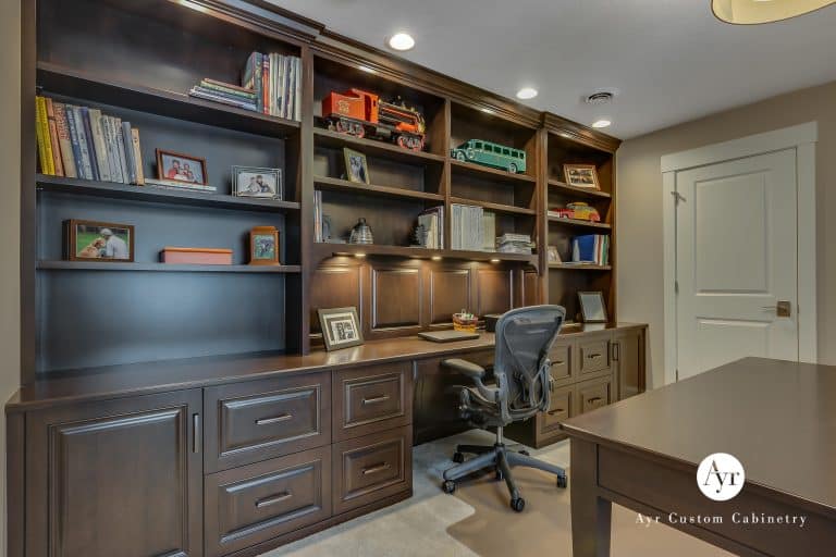 brown custom office cabinets