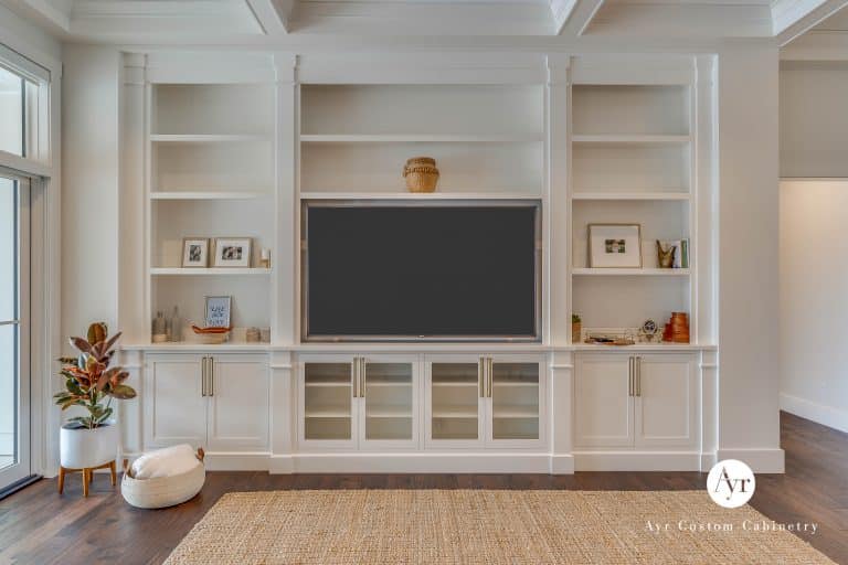 beautiful white custom entertainment center