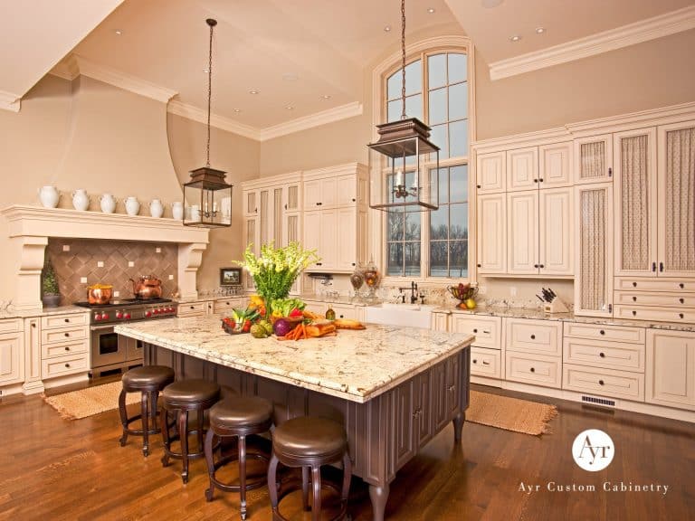 custom kitchen cabinets with sprawling island