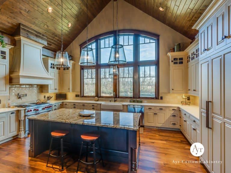 custom kitchen cabinets with wood ceiling