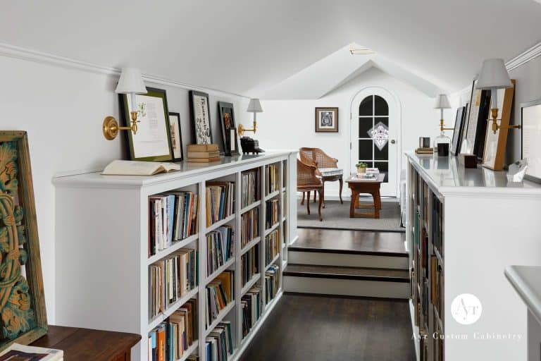 custom bookshelves in a library